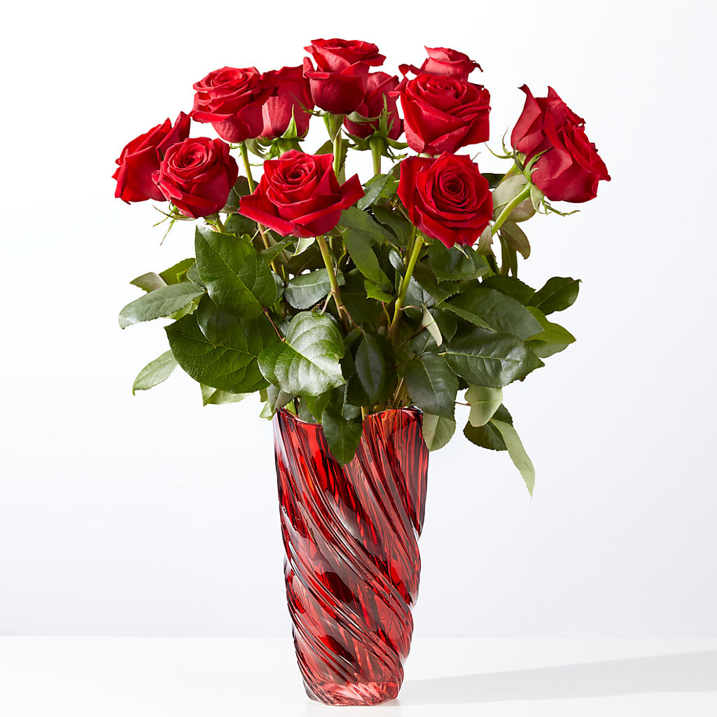Classic Love Red Rose Bouquet with Luxe Swirl Vase – Haggen, Bellingham WA