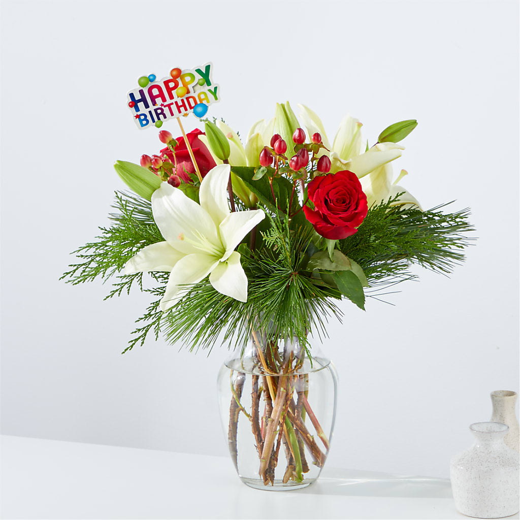 Evergreen Delight Bouquet & Happy Birthday Topper – Haggen, Bellingham WA